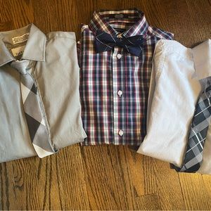 Lot of 6 items, Boys sz 10 dress clothes, 3 long sleeve shirts, ties, bow tie